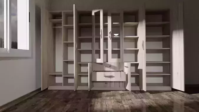 Closet with shelves and drawers
