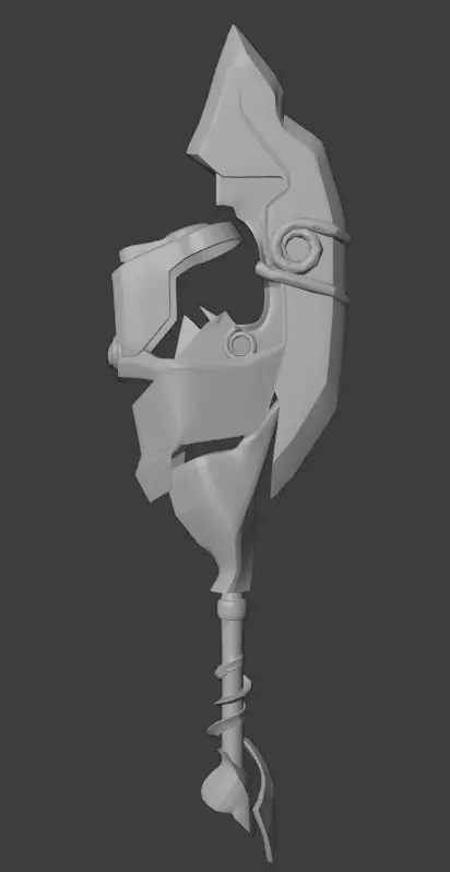 Fantasy axe-blade weapon Low-poly 3D model_0