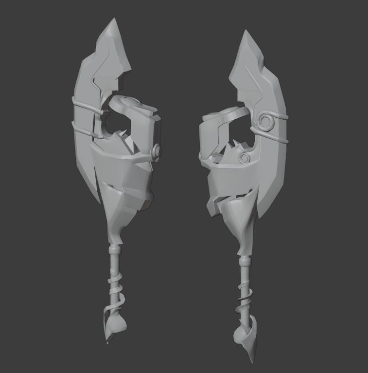 Fantasy axe-blade weapon Low-poly 3D model_2
