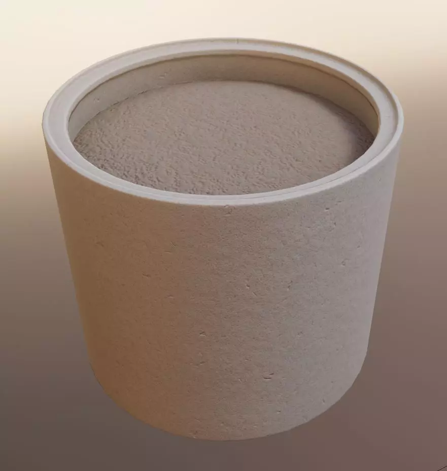 Concrete Pipe Flower Pot 800mm Low-Poly Low-poly 3D model_0
