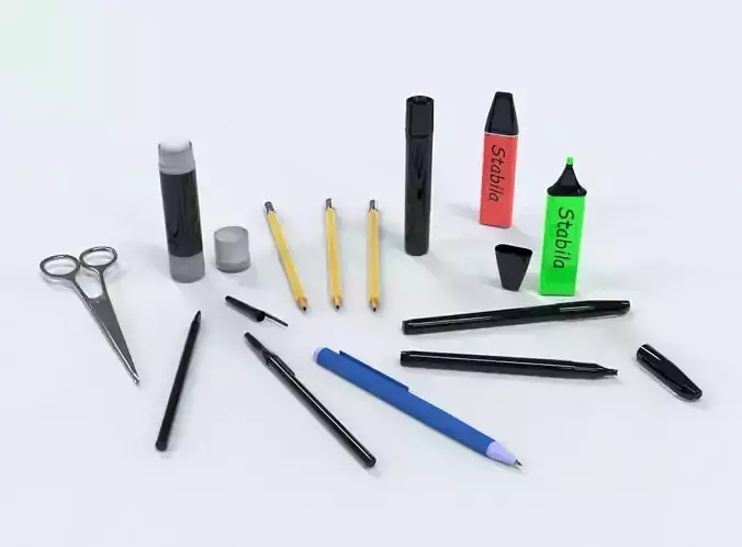 Stationery 3D Model Collection Low-poly 3D model