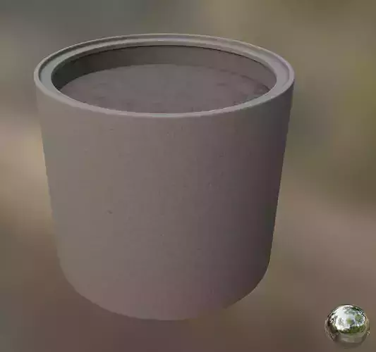 Concrete Pipe Flower Pot 800mm High-Poly 3D model
