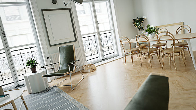 CA - Scandinavian interior scene 3D model 4