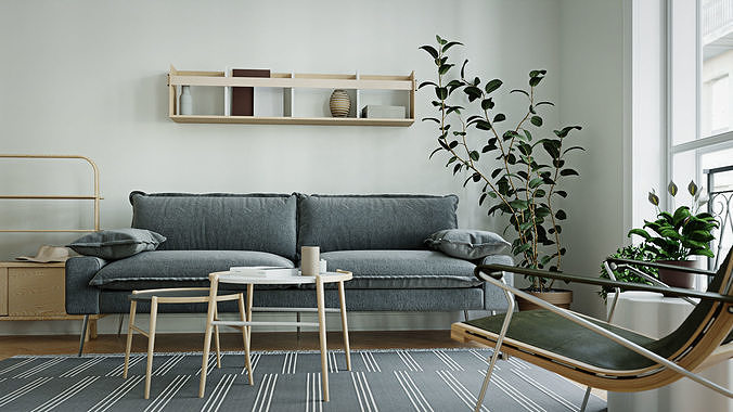 CA - Scandinavian interior scene 3D model 5