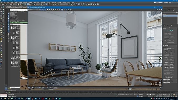 CA - Scandinavian interior scene 3D model 7