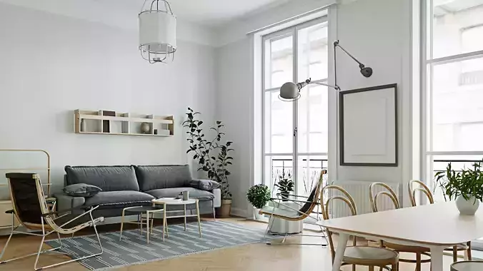 CA - Scandinavian interior scene 3D model
