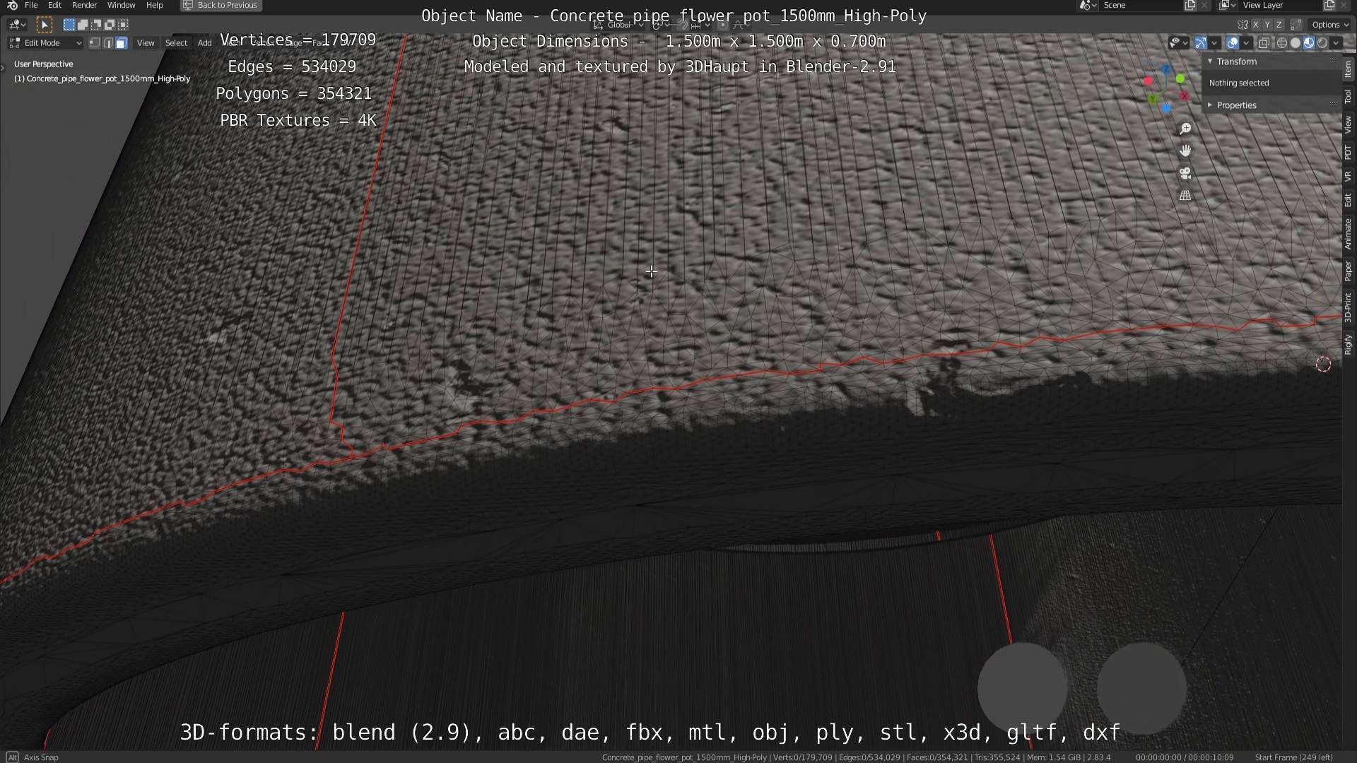 Concrete Pipe Flower Pot 1500mm High-Poly 3D model_106