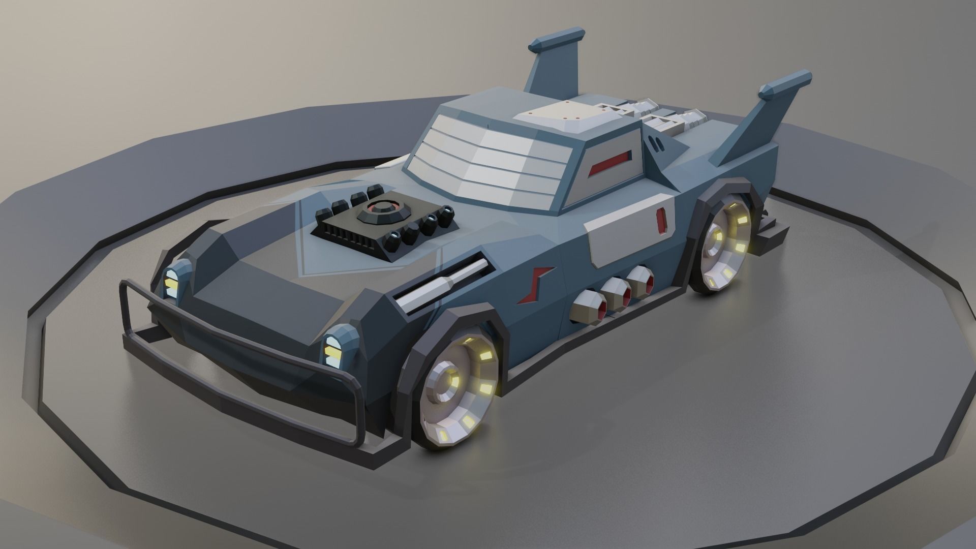 custom sci-fi car Low-poly 3D model_27