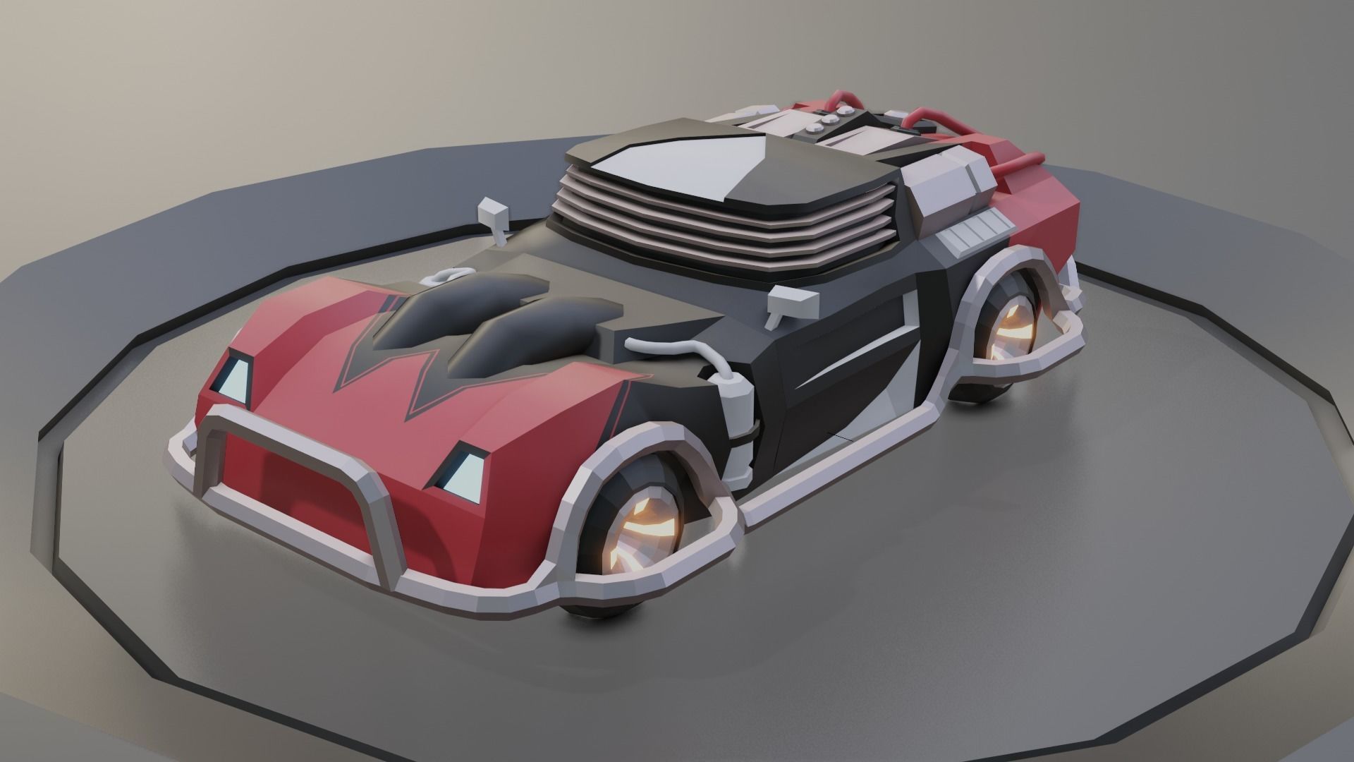 custom sci-fi car Low-poly 3D model_10
