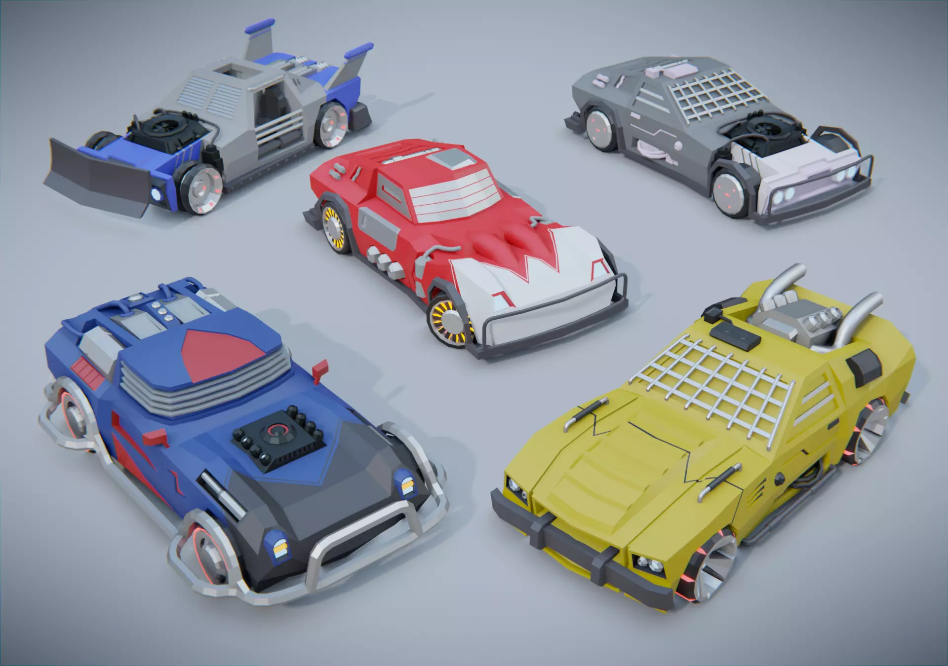 custom sci-fi car Low-poly 3D model_0