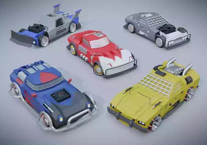 custom sci-fi car Low-poly 3D model