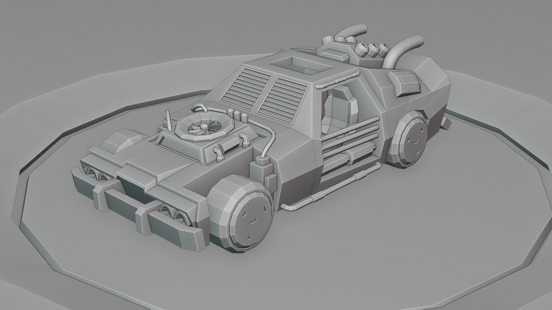custom sci-fi car Low-poly 3D model_7