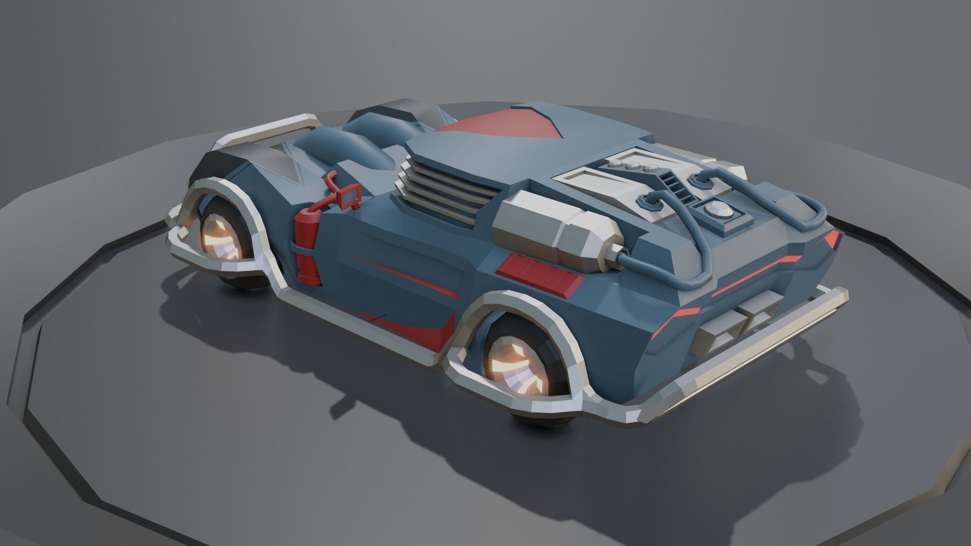 custom sci-fi car Low-poly 3D model_12