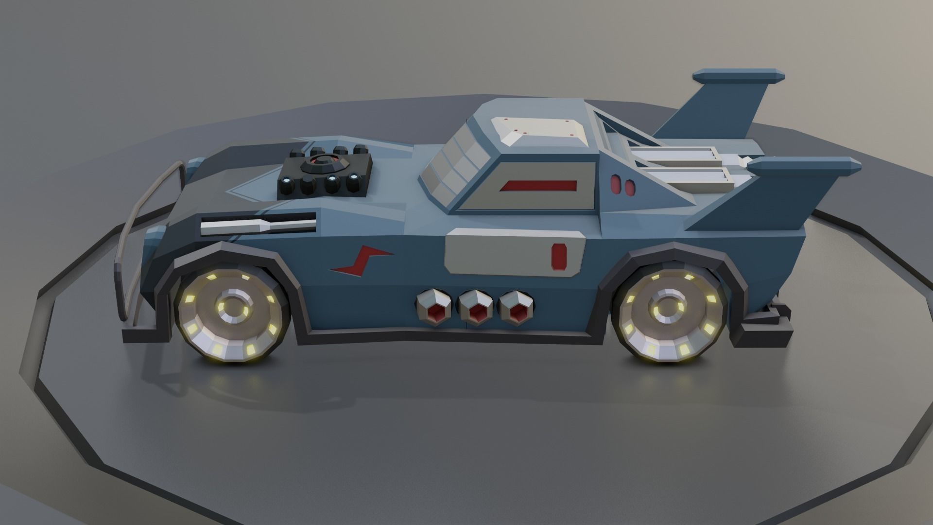 custom sci-fi car Low-poly 3D model_28