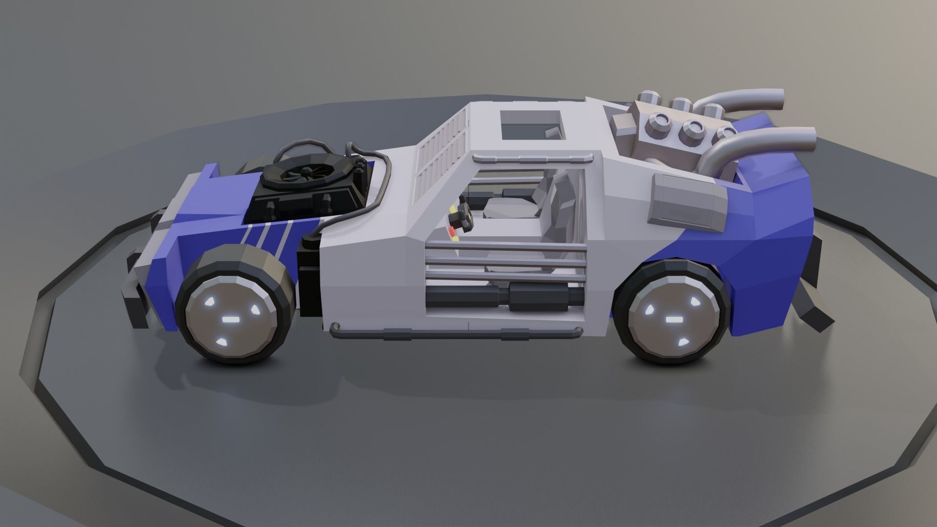 custom sci-fi car Low-poly 3D model_4