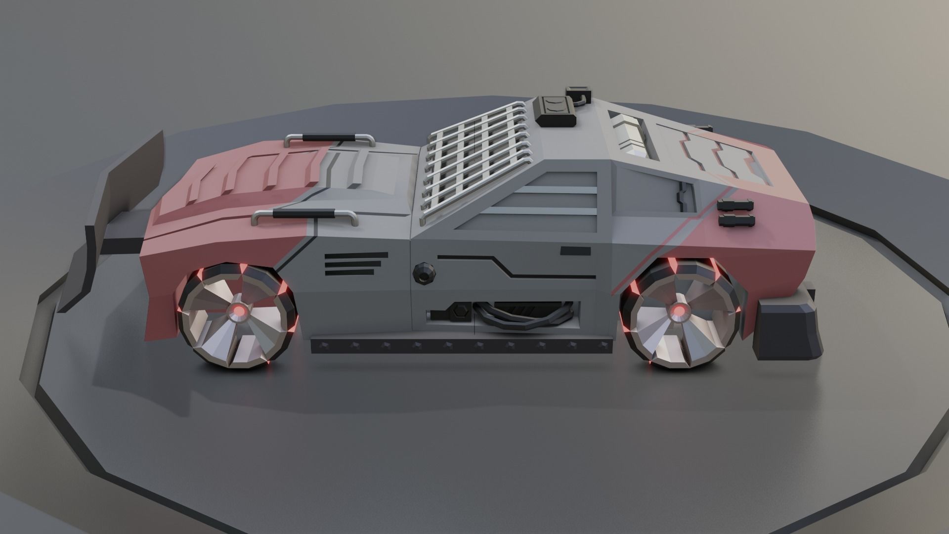 custom sci-fi car Low-poly 3D model_18