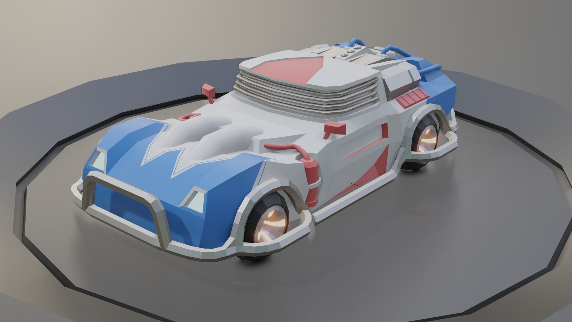 custom sci-fi car Low-poly 3D model_9
