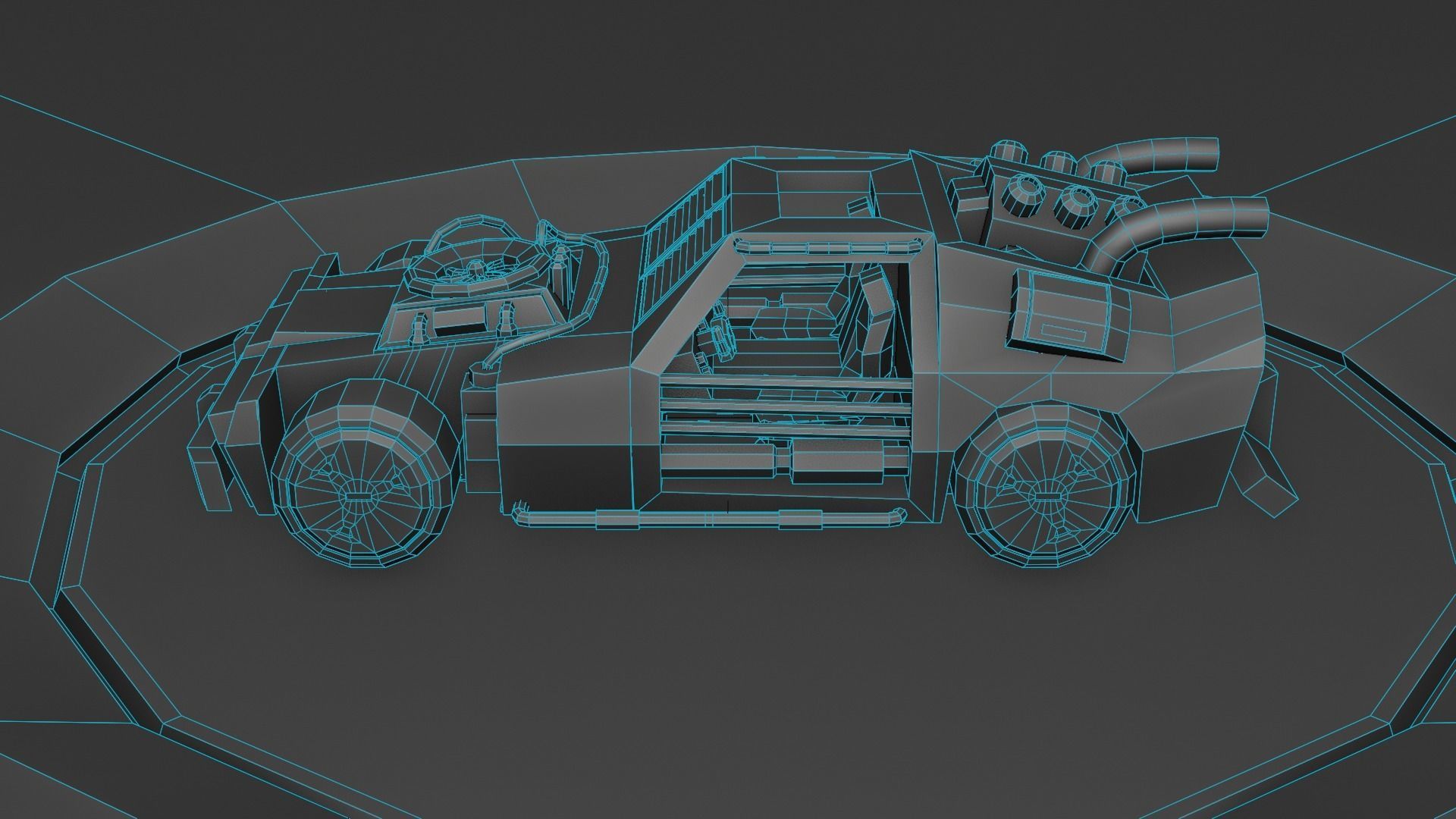 custom sci-fi car Low-poly 3D model_6