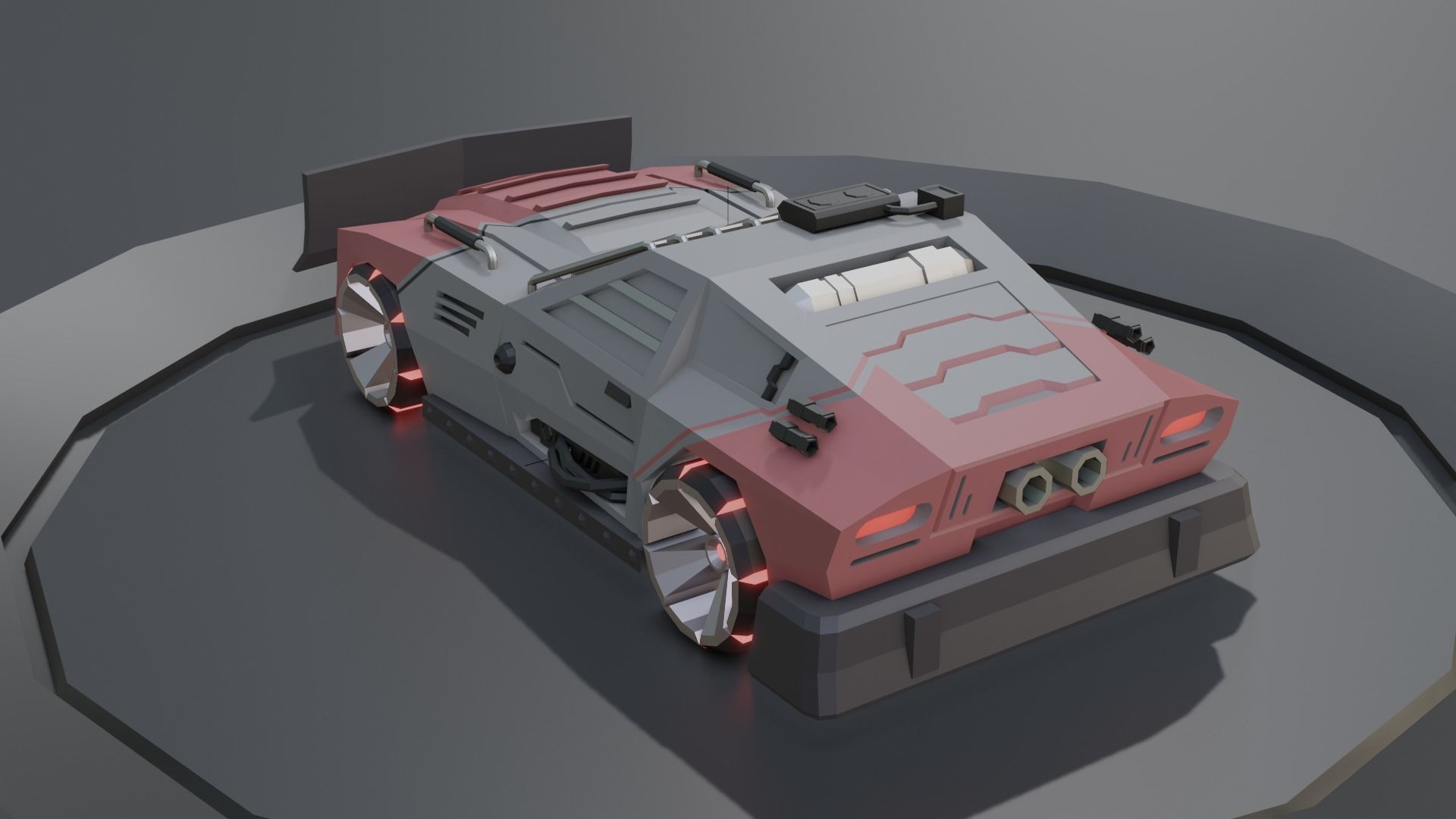 custom sci-fi car Low-poly 3D model_19