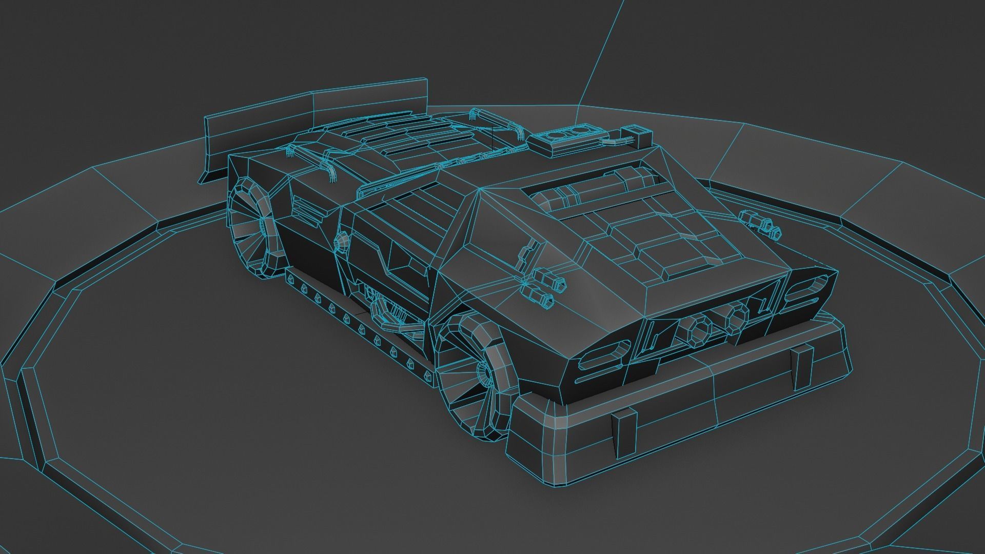 custom sci-fi car Low-poly 3D model_20