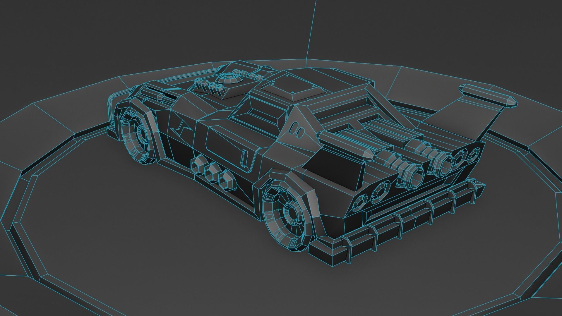 custom sci-fi car Low-poly 3D model_34