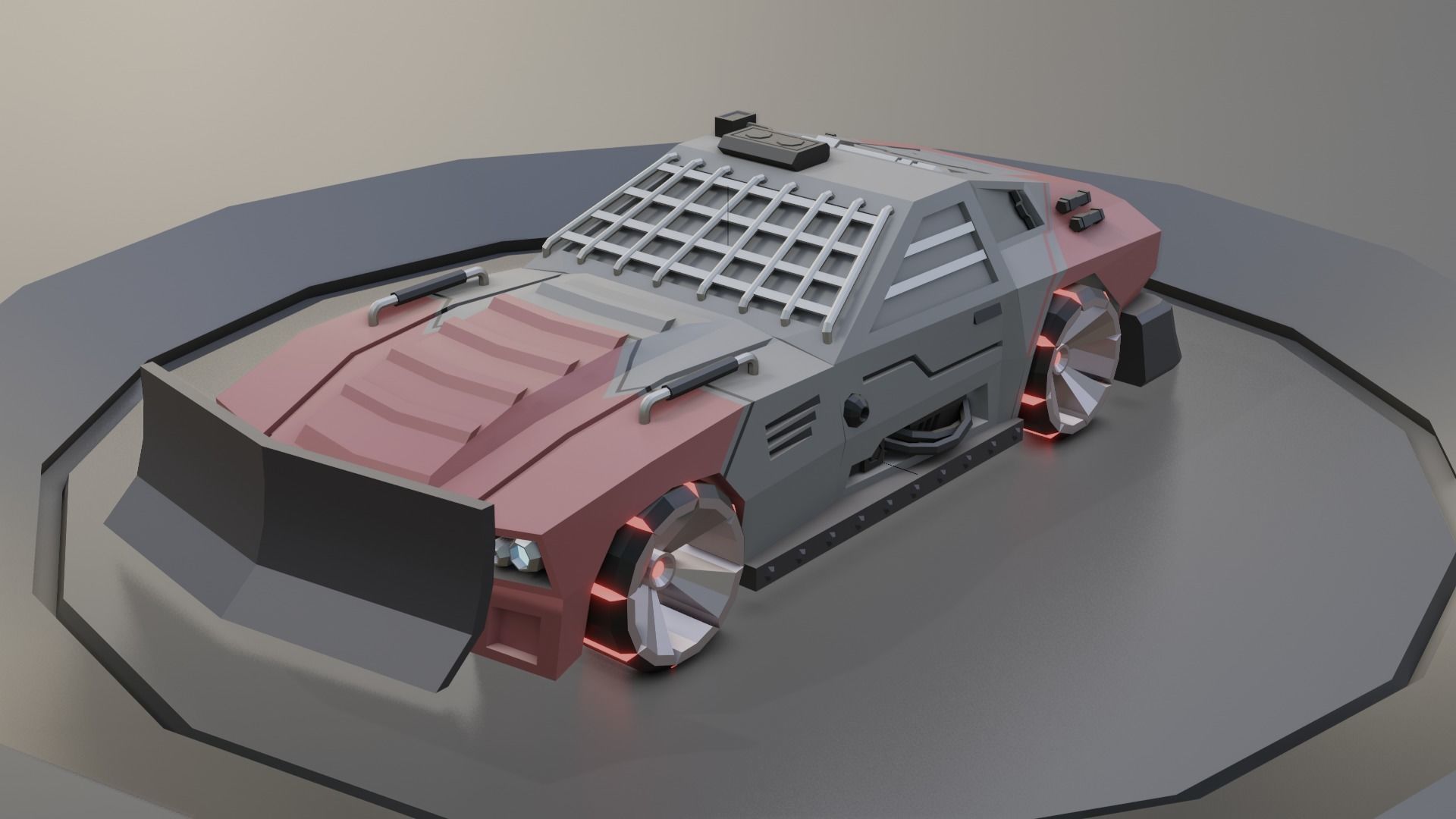 custom sci-fi car Low-poly 3D model_17