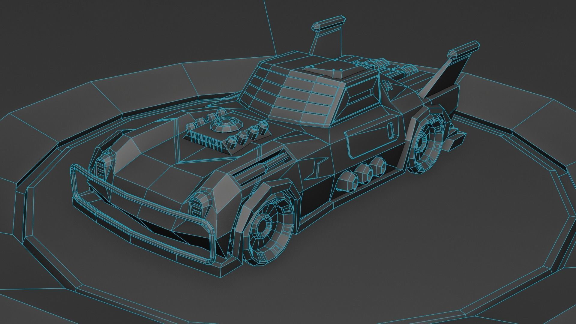 custom sci-fi car Low-poly 3D model_32