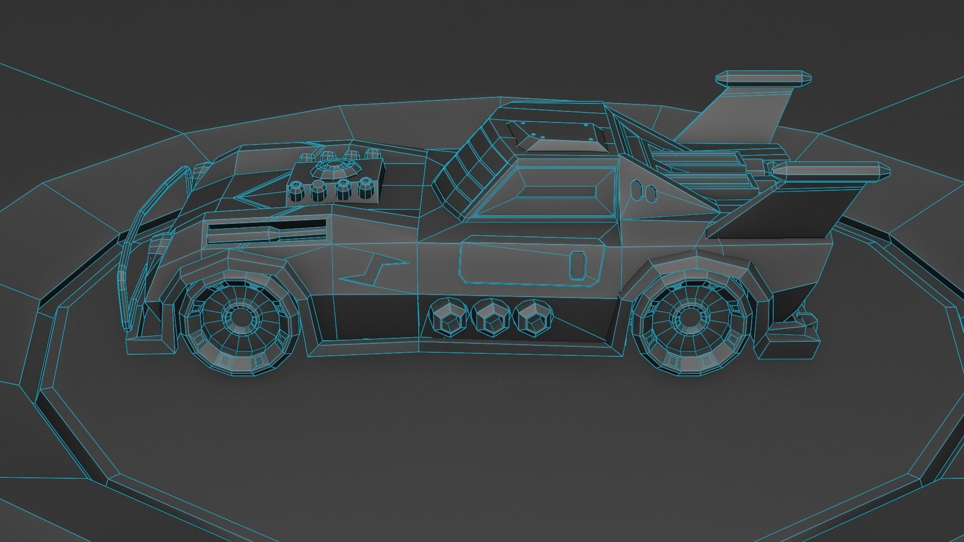 custom sci-fi car Low-poly 3D model_33