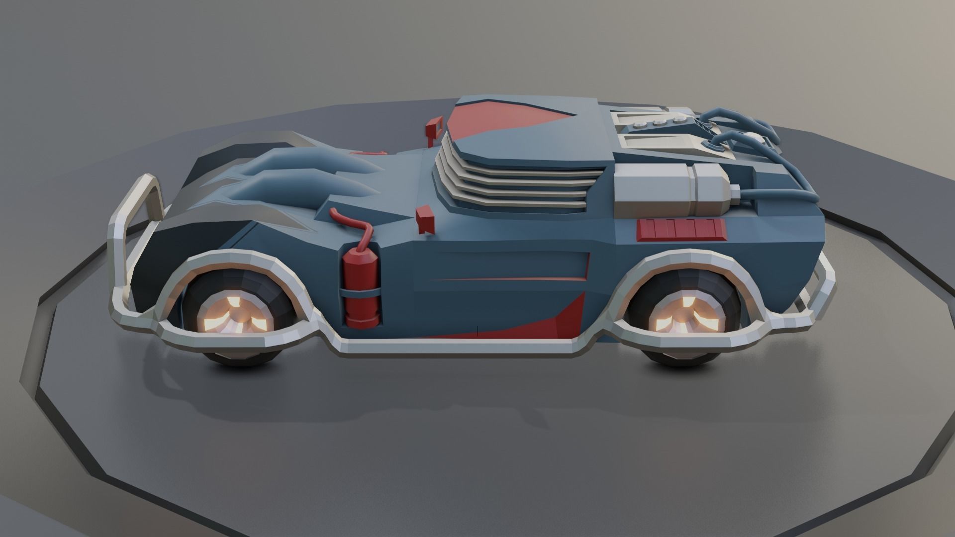custom sci-fi car Low-poly 3D model_11