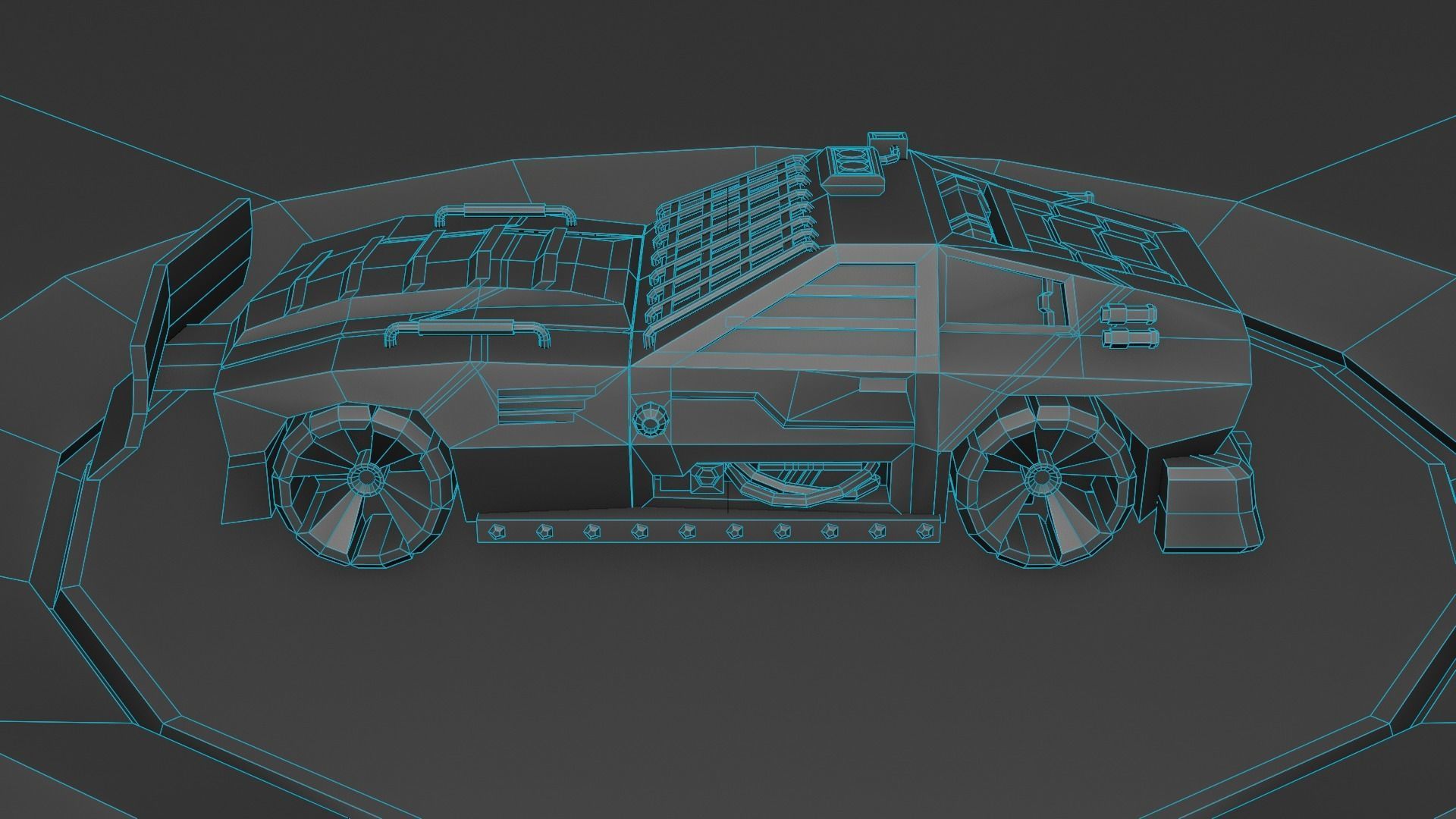 custom sci-fi car Low-poly 3D model_22