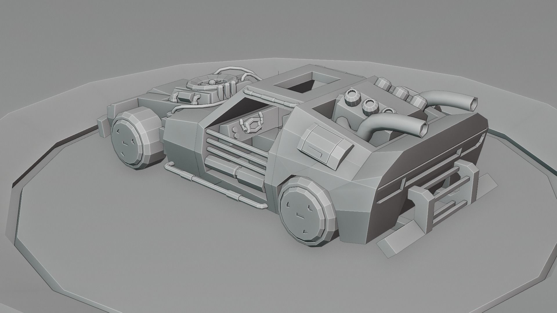 custom sci-fi car Low-poly 3D model_8