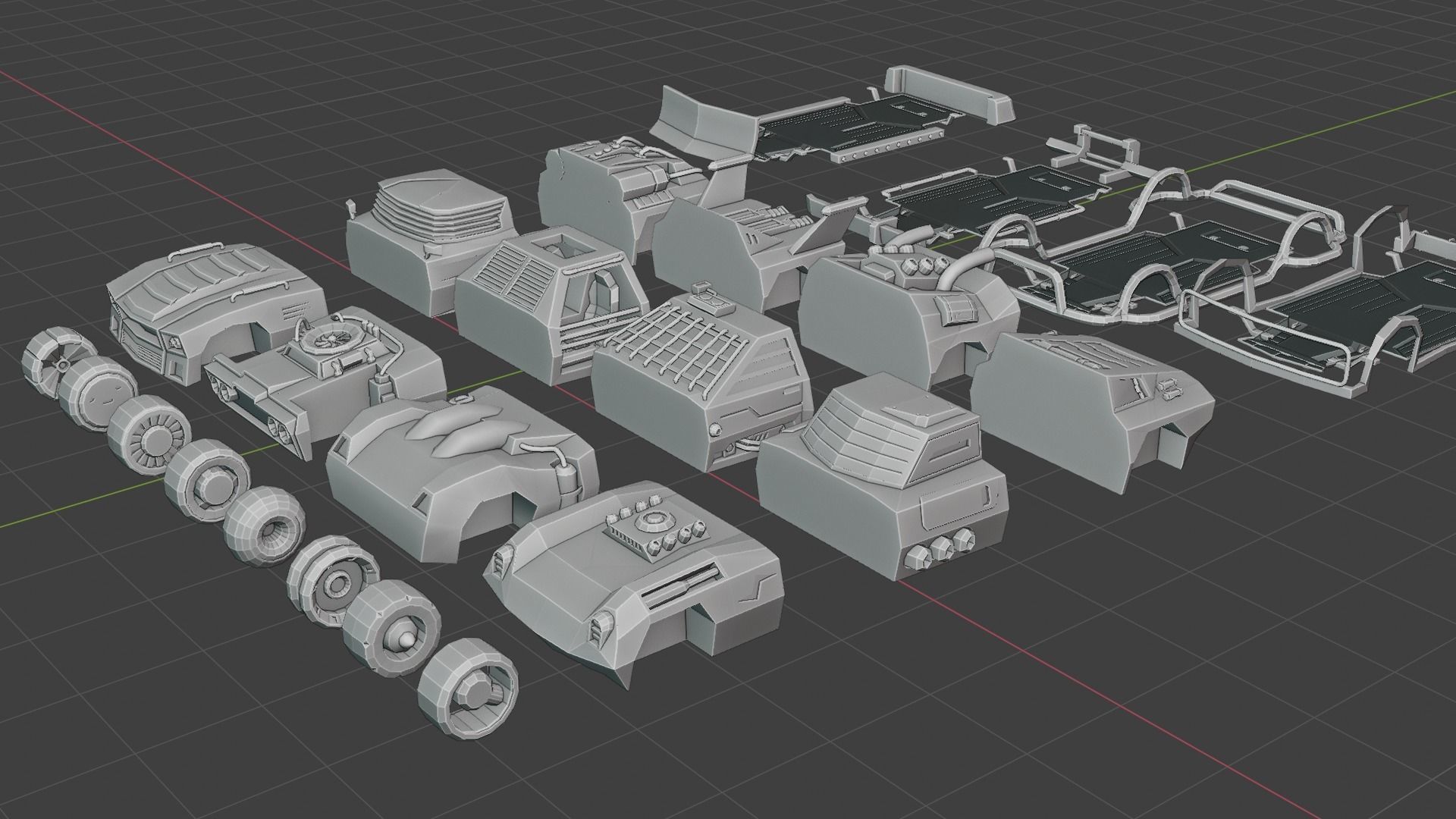 custom sci-fi car Low-poly 3D model_36