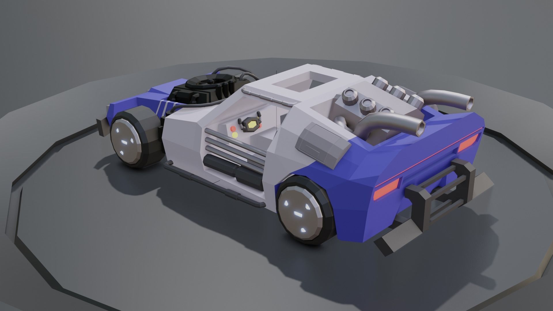 custom sci-fi car Low-poly 3D model_5