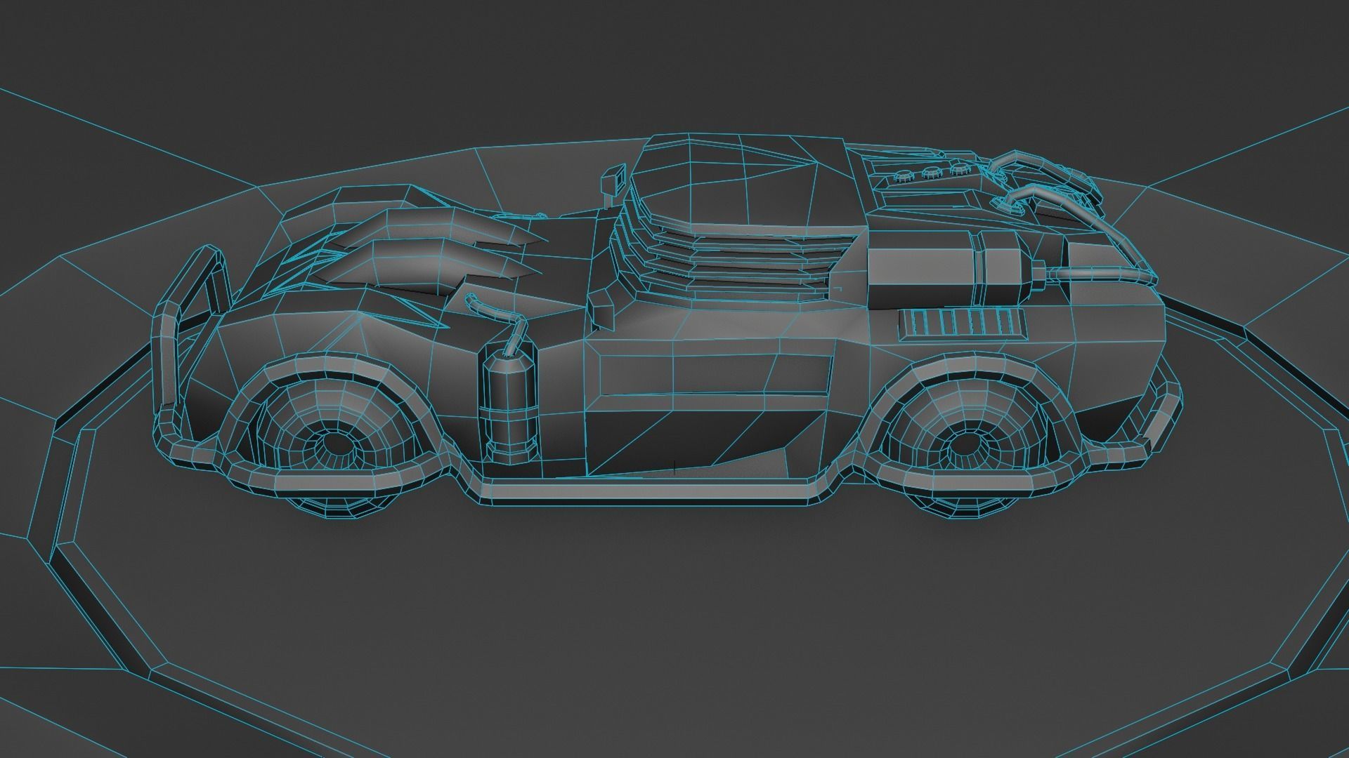 custom sci-fi car Low-poly 3D model_14