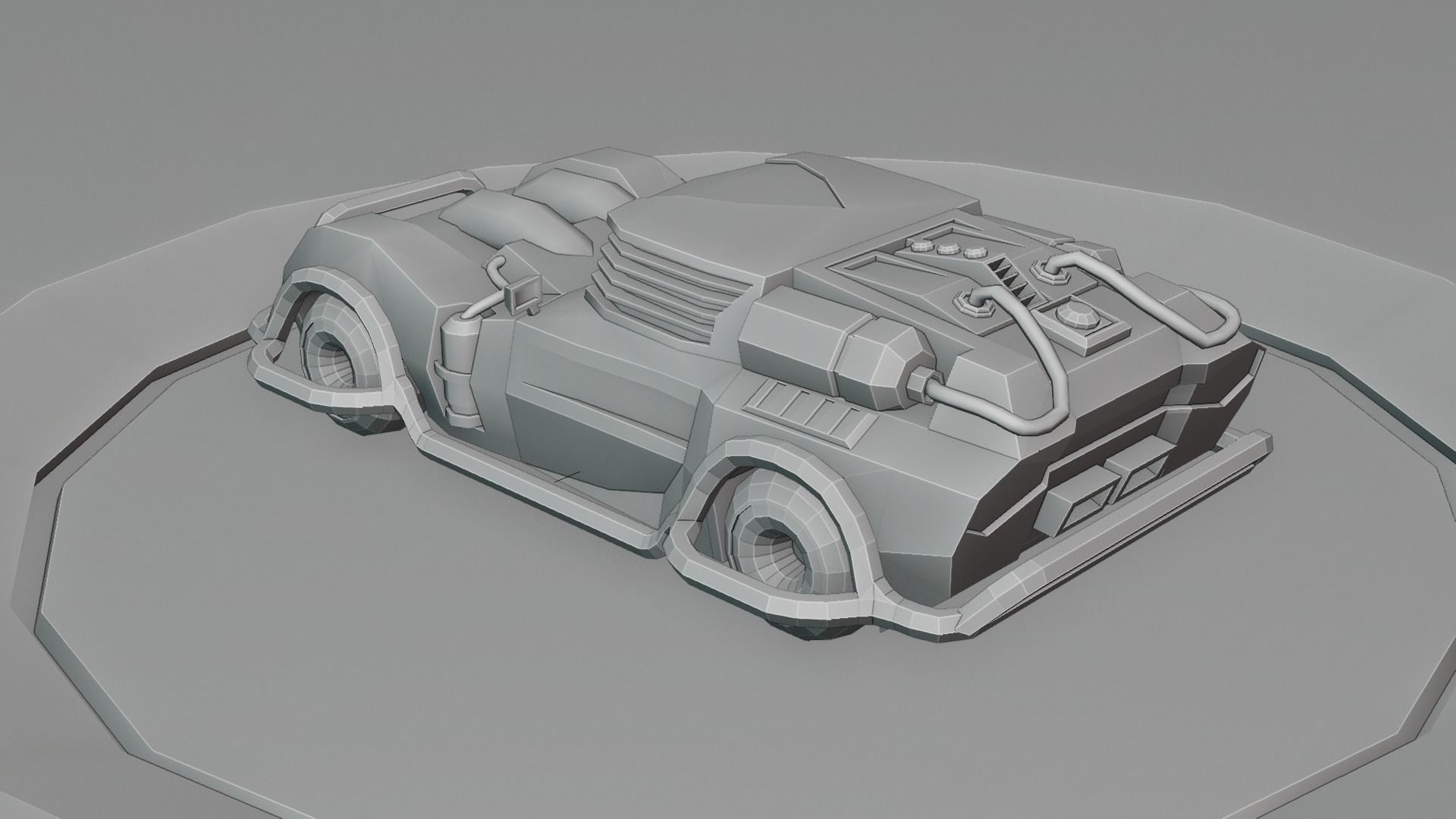 custom sci-fi car Low-poly 3D model_13