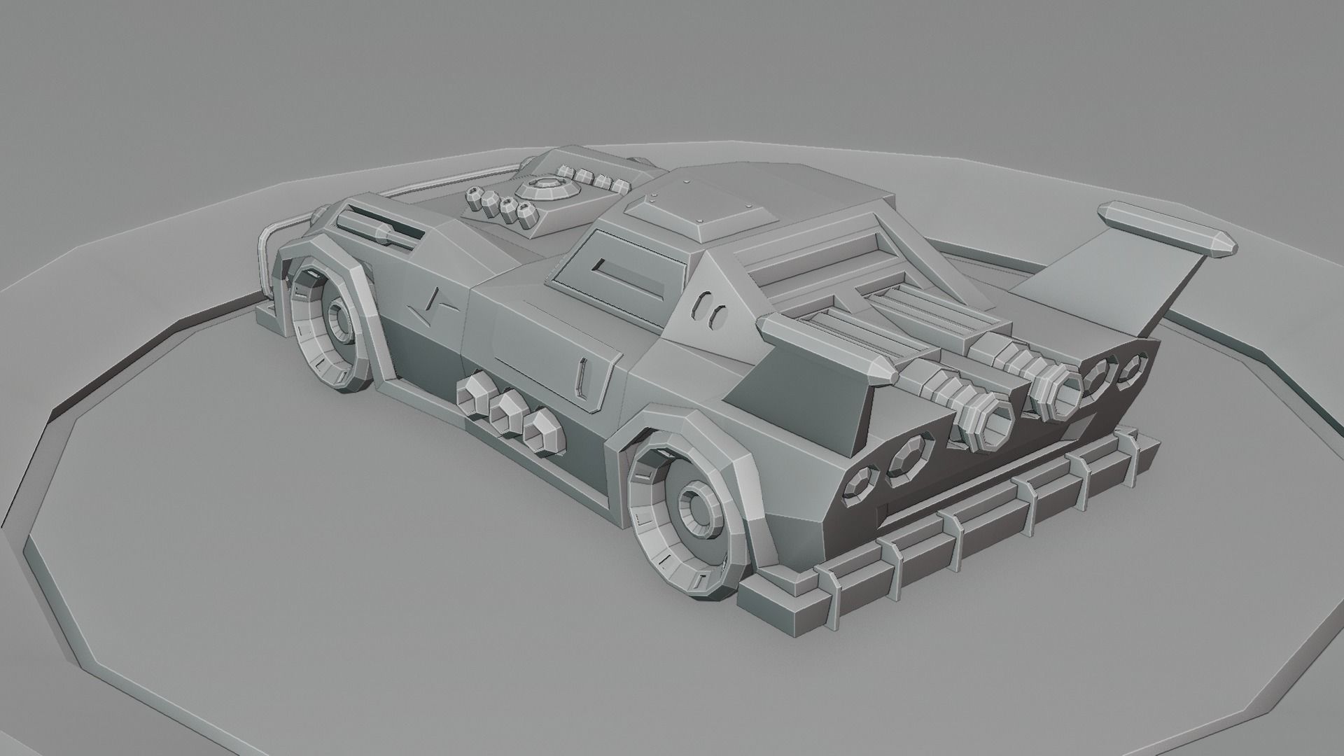 custom sci-fi car Low-poly 3D model_29