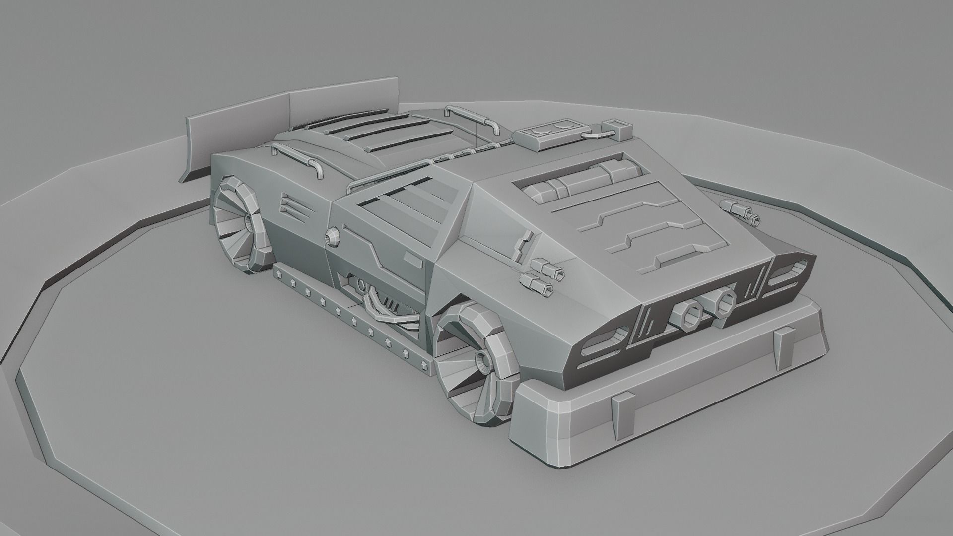 custom sci-fi car Low-poly 3D model_23