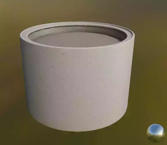 Concrete Pipe Flower Pot 1000mm Low-Poly Low-poly 3D model