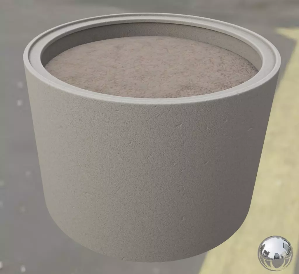 Concrete Pipe Flower Pot 1000mm High-Poly 3D model_0