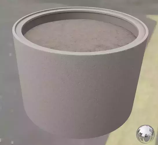 Concrete Pipe Flower Pot 1000mm High-Poly 3D model