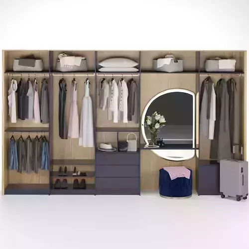 wardrobe closet with clothes