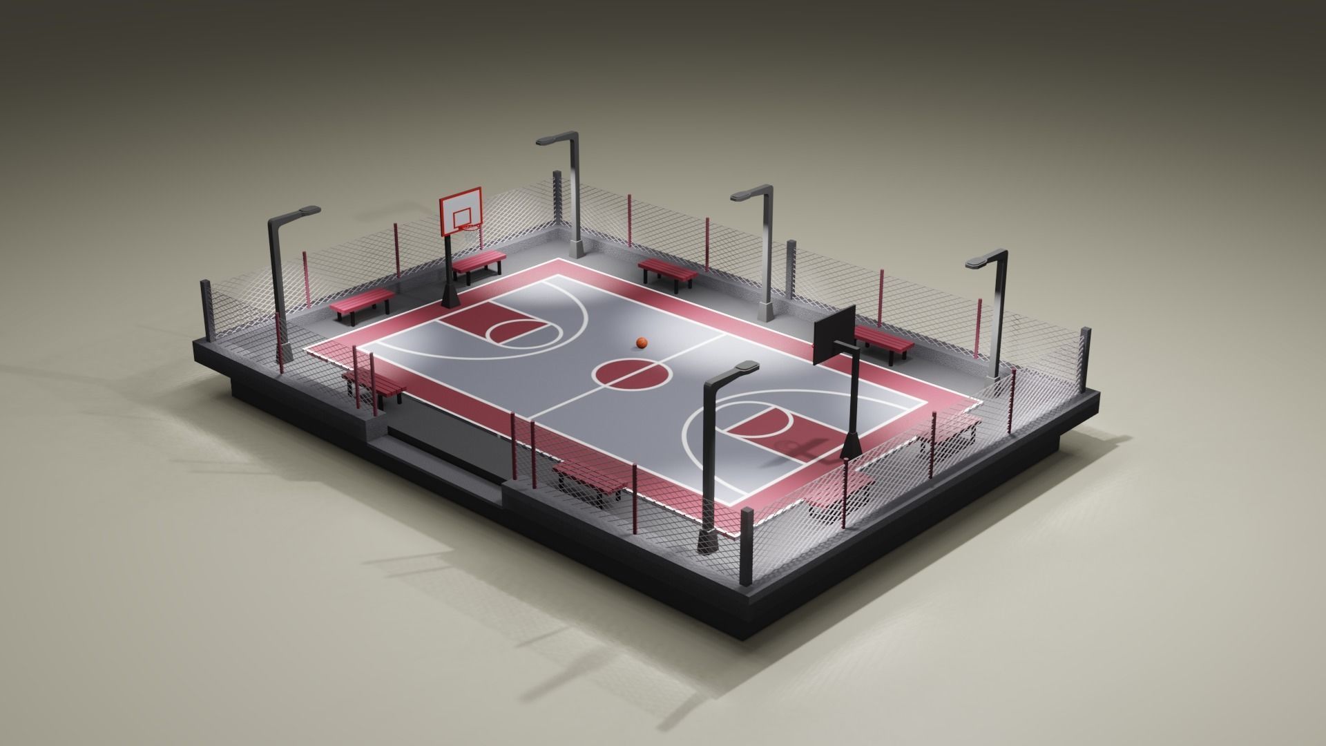 Basketball Court Low-poly 3D model_12
