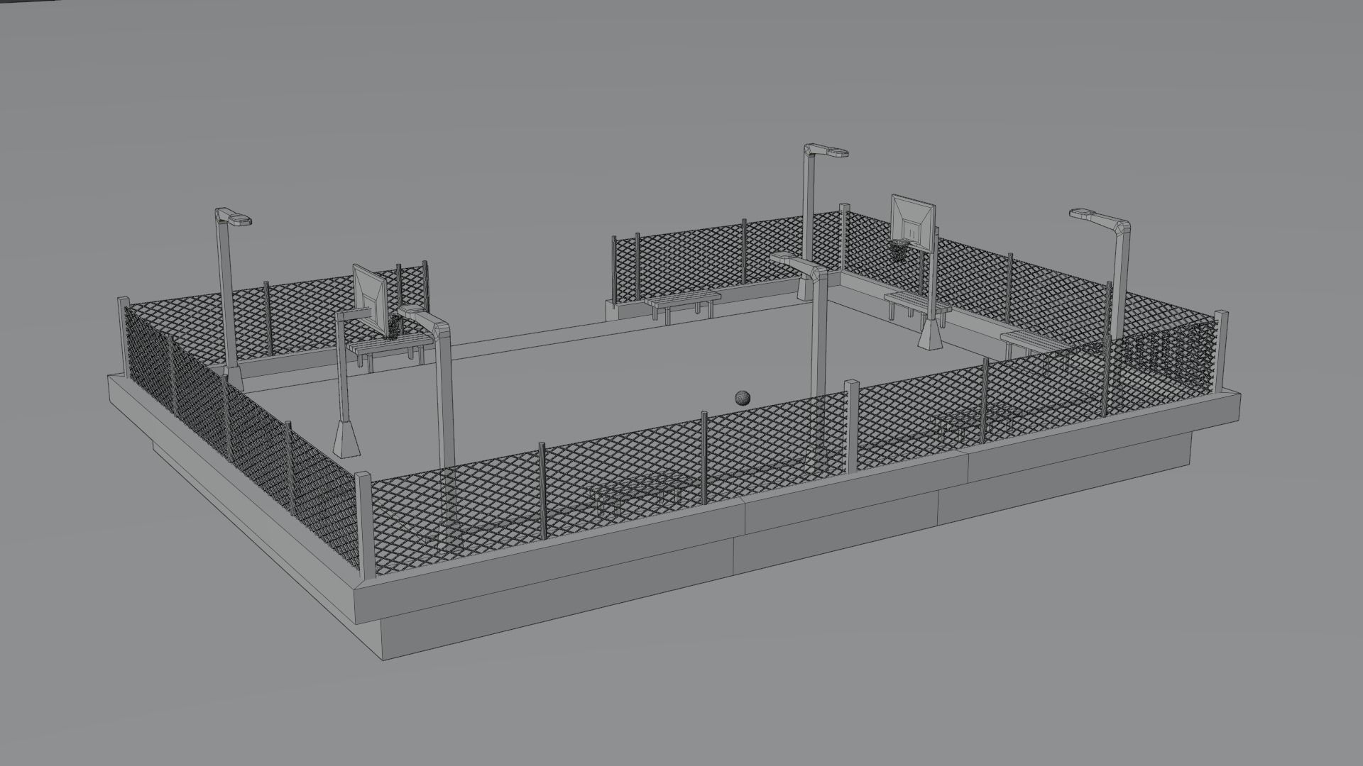 Basketball Court Low-poly 3D model_10