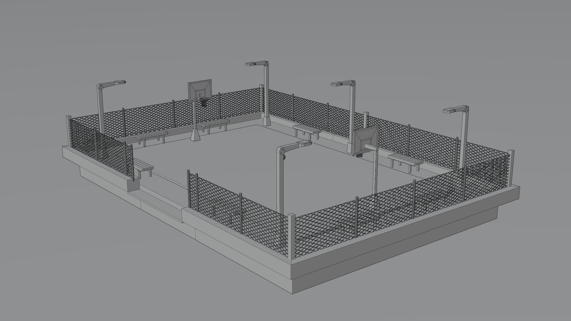 Basketball Court Low-poly 3D model_8