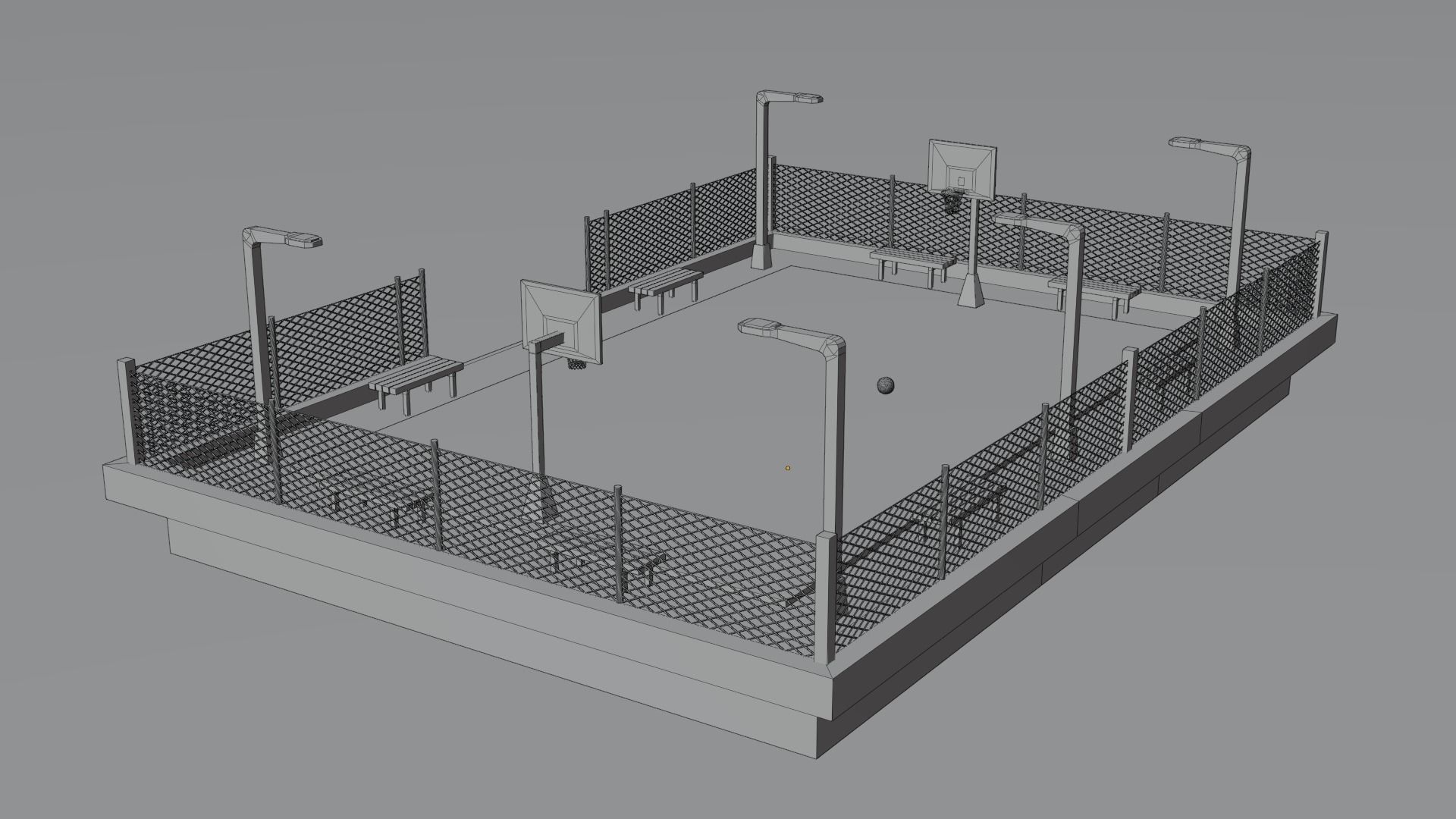 Basketball Court Low-poly 3D model_2
