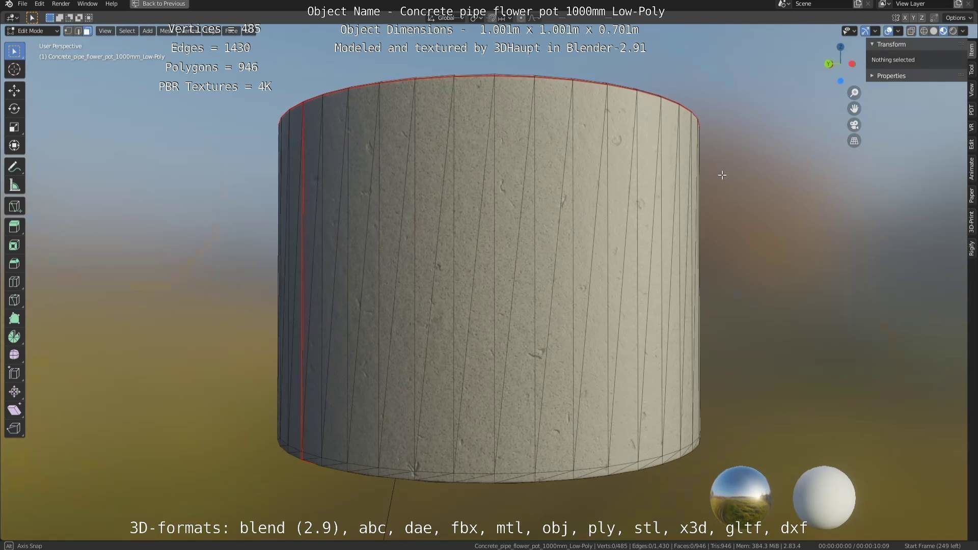 Low-Poly Concrete Pipe Flower Pot 3D Model Collection_53