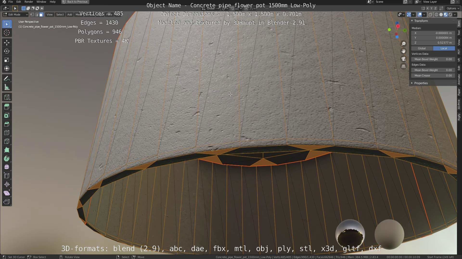 Low-Poly Concrete Pipe Flower Pot 3D Model Collection_22