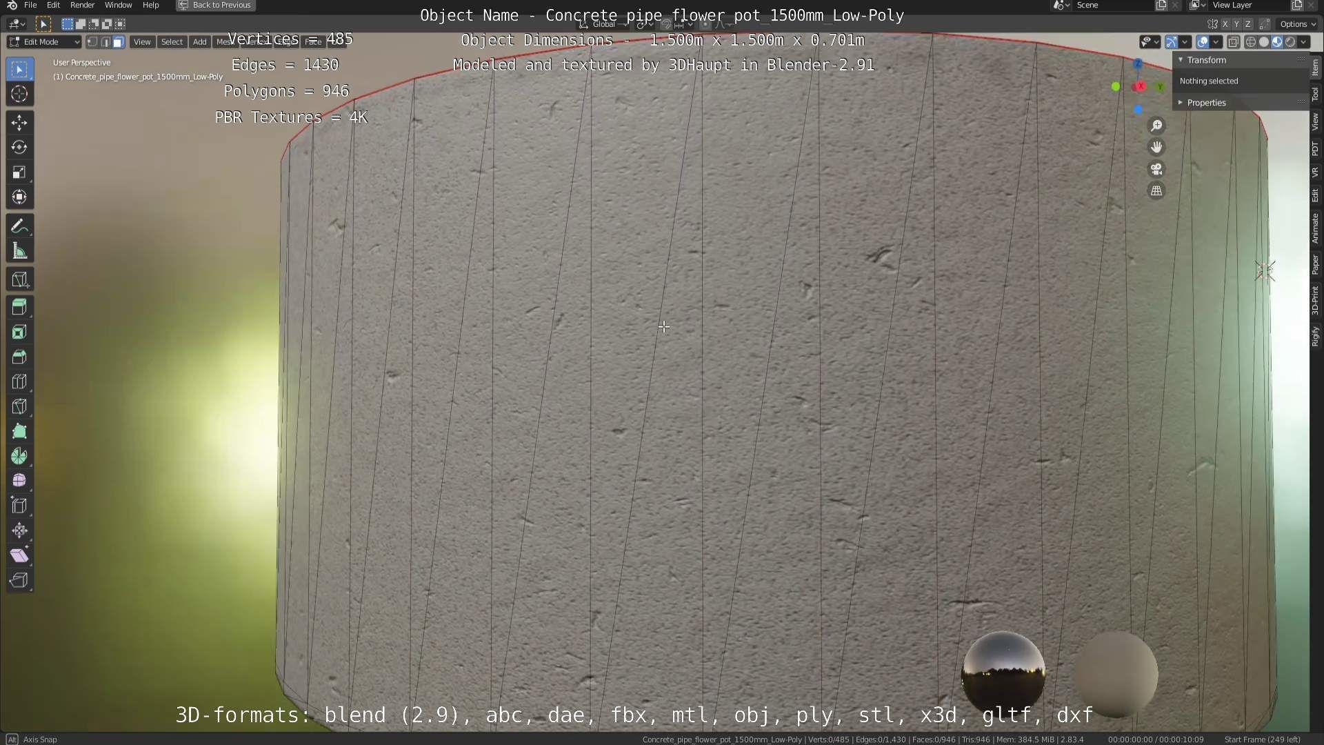 Low-Poly Concrete Pipe Flower Pot 3D Model Collection_16