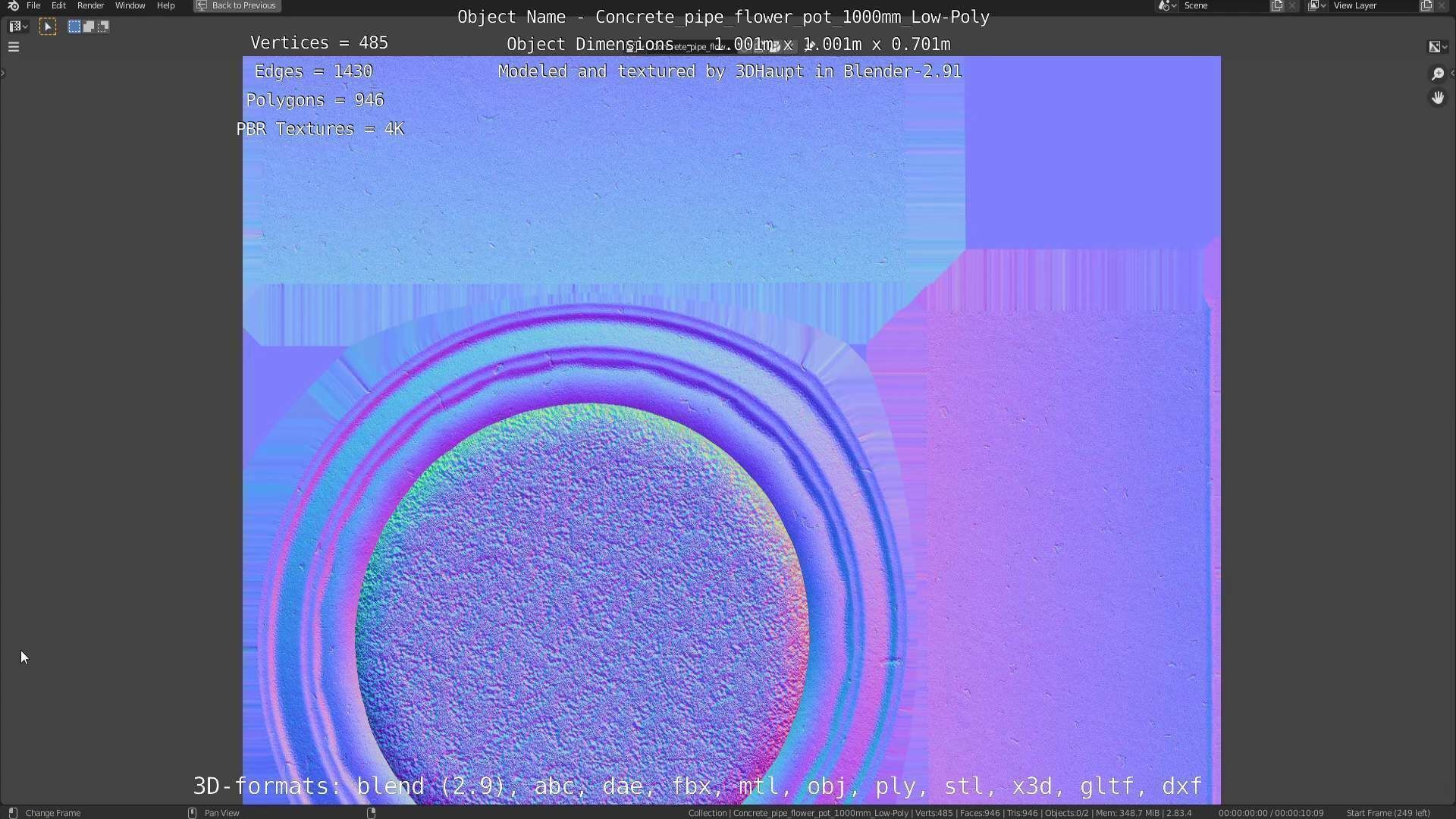 Low-Poly Concrete Pipe Flower Pot 3D Model Collection_50