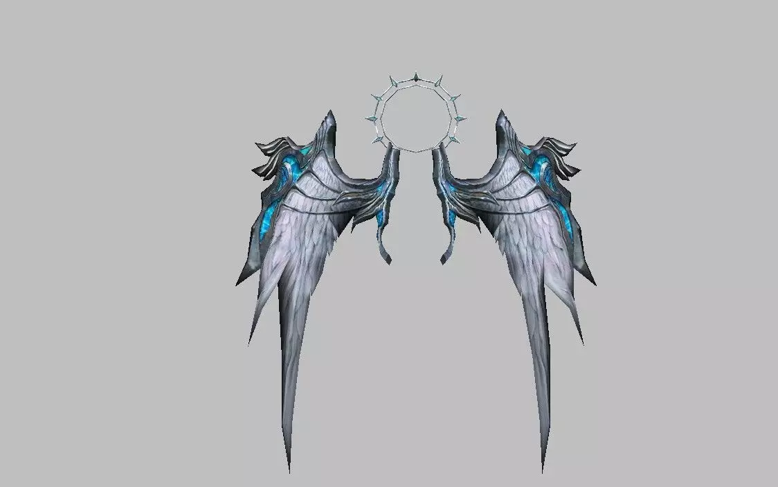 Blue Wing Low-poly 3D model_0